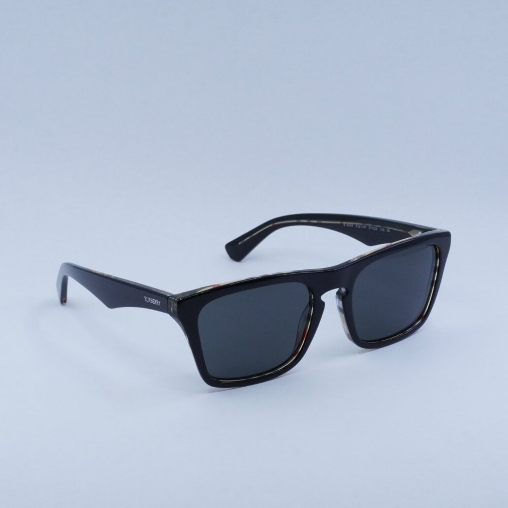Burberry BE4434 412187 Sunglasses Black on Vintage Square Frame, Grey Lenses - Picture 7 of 10